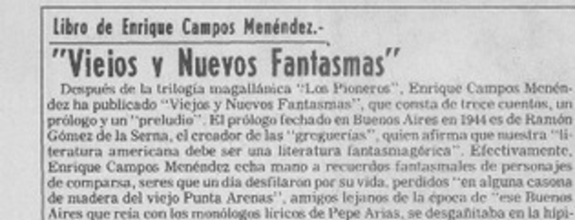 Fantasmas viejos y nuevos de Enrique Campos Menéndez