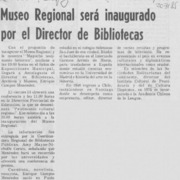 Museo regional será inaugurado por el Director de Bibliotecas