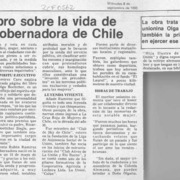 Lanzan libro sobre la vida de primera gobernadora de Chile  [artículo] Eliana Azócar.
