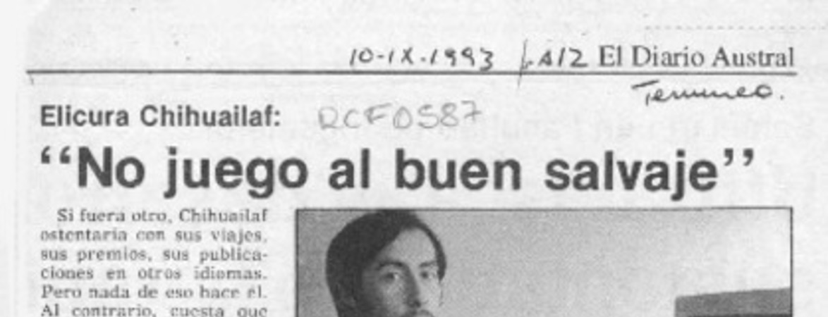 "No juego al buen salvaje"  [artículo].