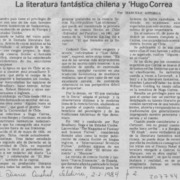 La literatura fantástica chilena y Hugo Correa