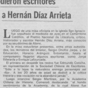 Emotiva despedida dieron escritores a Hernán Díaz Arrieta