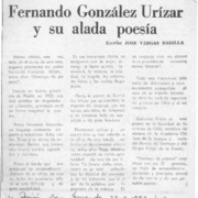 Fernando González Urízar y su alada poesía  [artículo] José Vargas Badilla.
