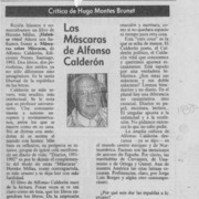 Las máscaras de Alfonso Calderón  [artículo] Hugo Montes Brunet.