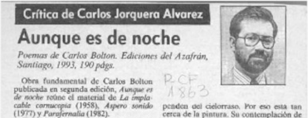 Aunque es de noche  [artículo] Carlos Jorquera Alvarez.