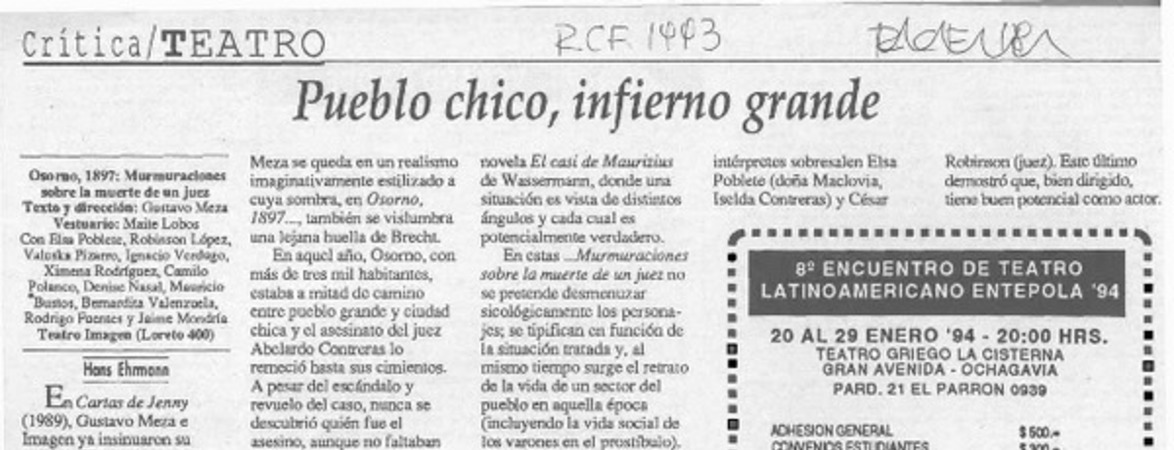 Pueblo chico, infierno grande  [artículo] Hans Ehrmann.