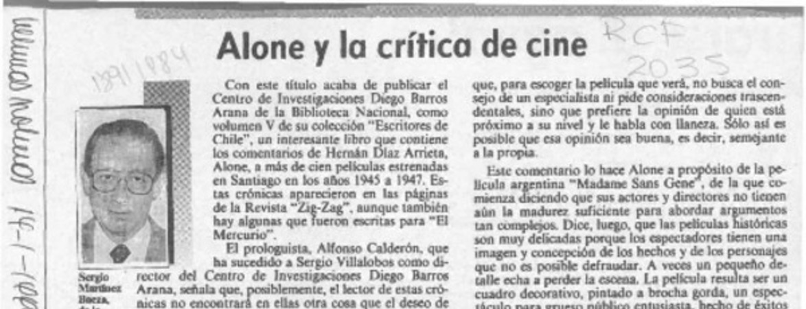 Alone y la crítica de cine  [artículo] Sergio Martínez Baeza.