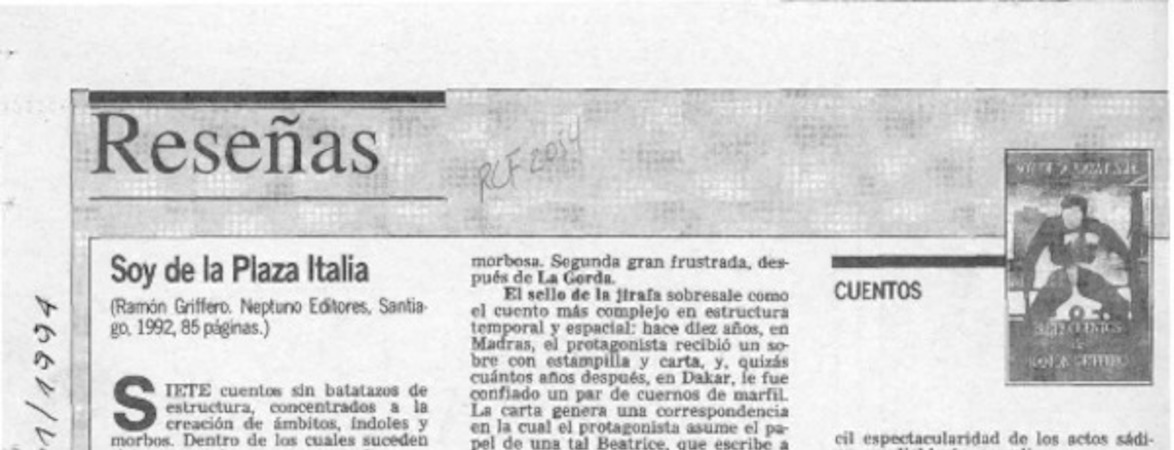 Soy de la plaza Italia  [artículo] Luis Vargas Saavedra.