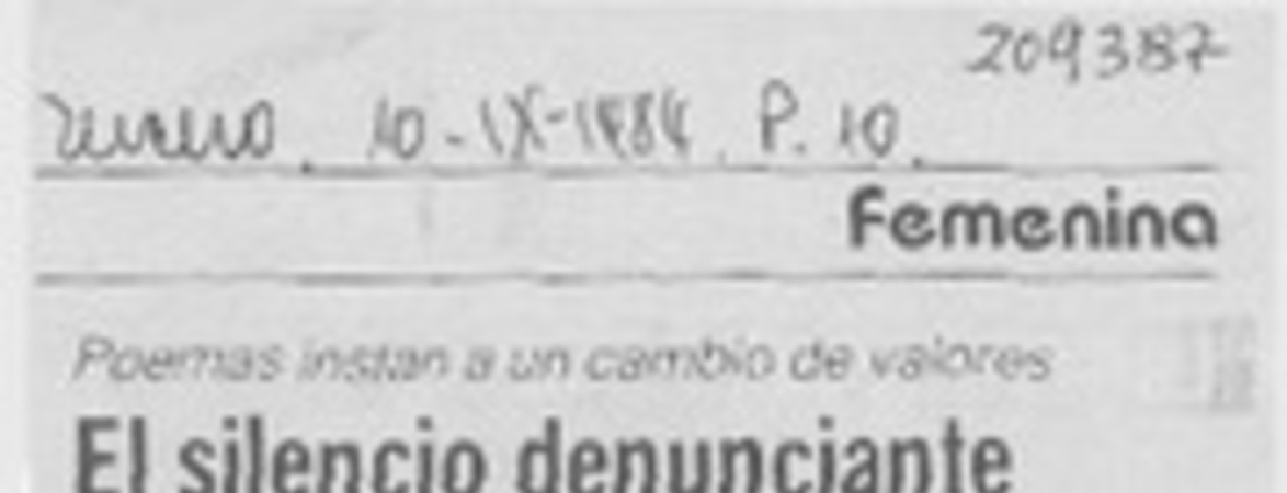 El silencio denunciante de escritora Astrid Fugellie : [entrevista]