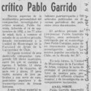 El legado musical del crítico Pablo Garrido
