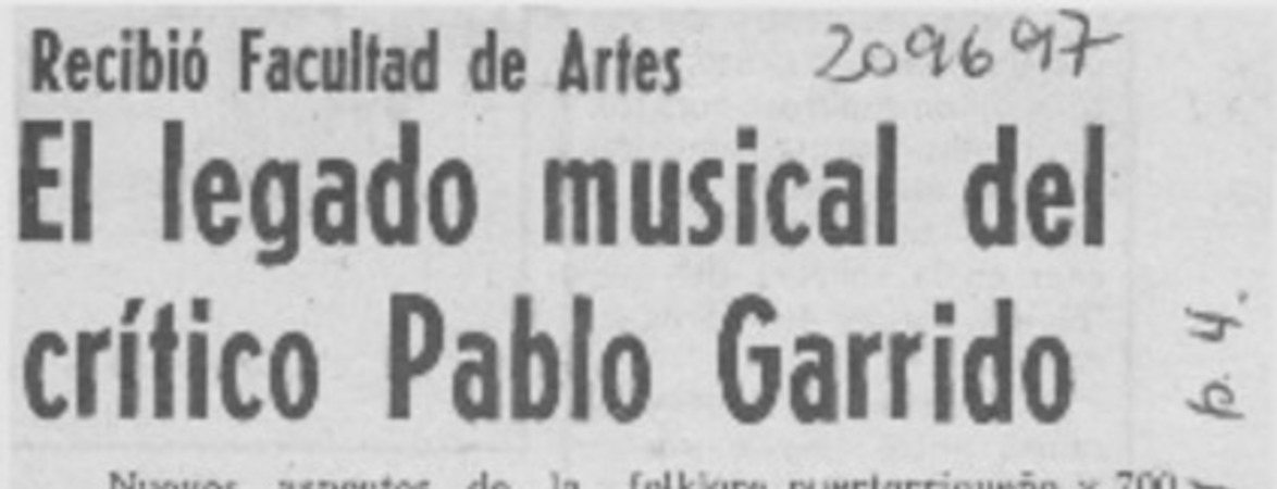 El legado musical del crítico Pablo Garrido