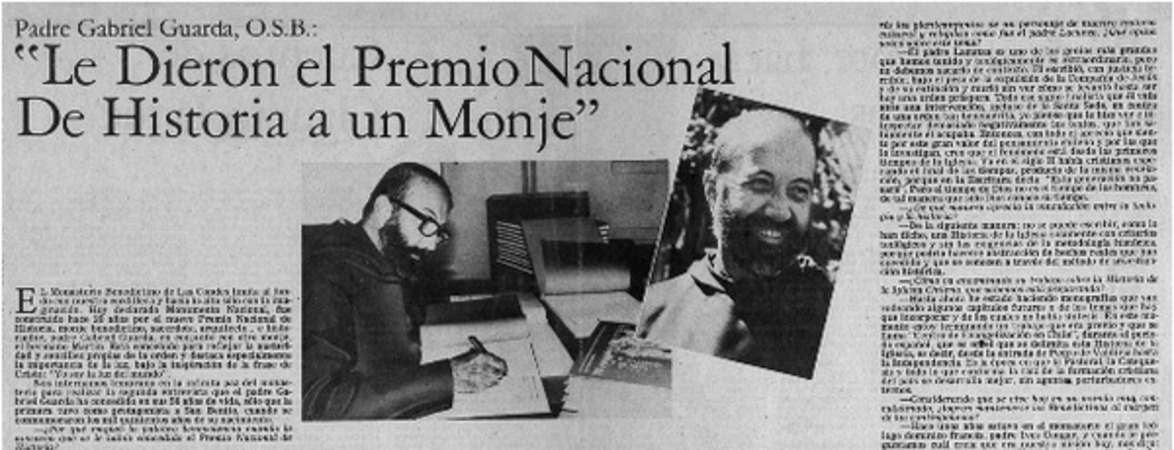 "Le dieron el Premio Nacional de Historia a un monje" : [entrevista]