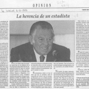 La herencia de un estadista  [artículo] Mario Mosquera Ruiz.