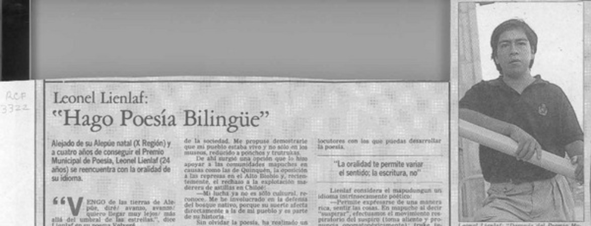 "Hago poesía bilingüe"  [artículo] Pedro Pablo Guerrero.