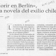 "Morir en Berlín", otra novela del exilio chileno  [artículo] Antonio Avaria.