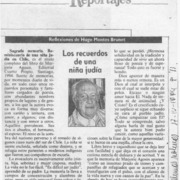 Los recuerdos de una niña judía  [artículo] Hugo Montes Brunet.