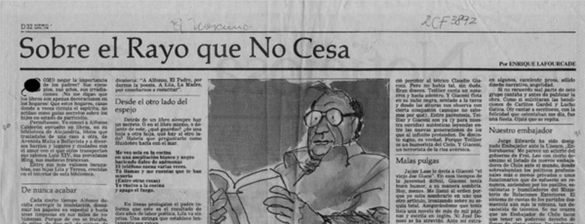 Sobre el rayo que no cesa  [artículo] Enrique Lafourcade.