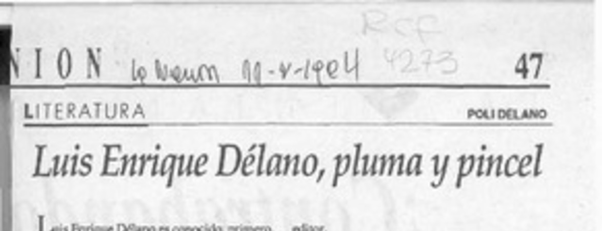 Luis Enrique Délano, pluma y pincel  [artículo] Poli Délano.