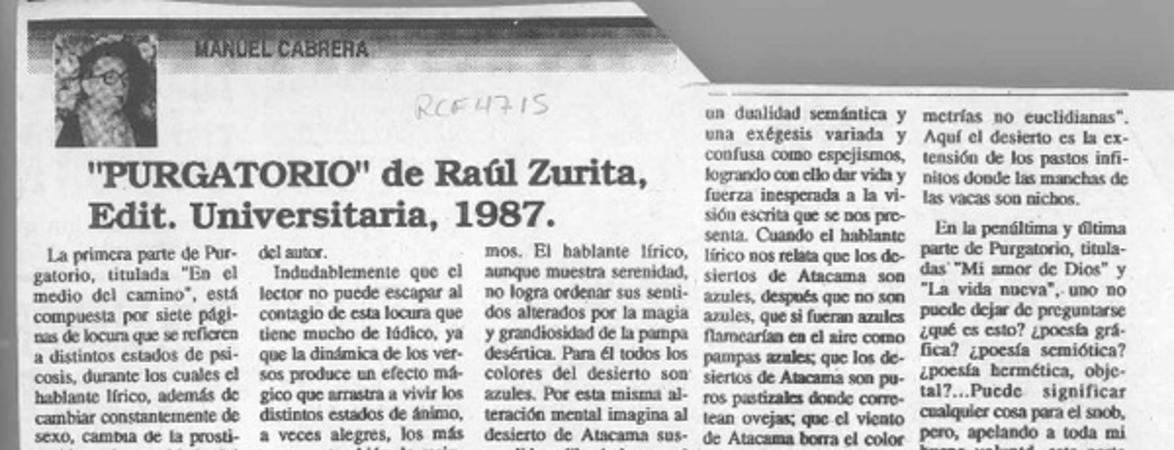 "Purgatorio" de Raúl Zurita