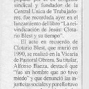 Homenaje a Clotario Blest  [artículo] Quintín Oyarzo L.