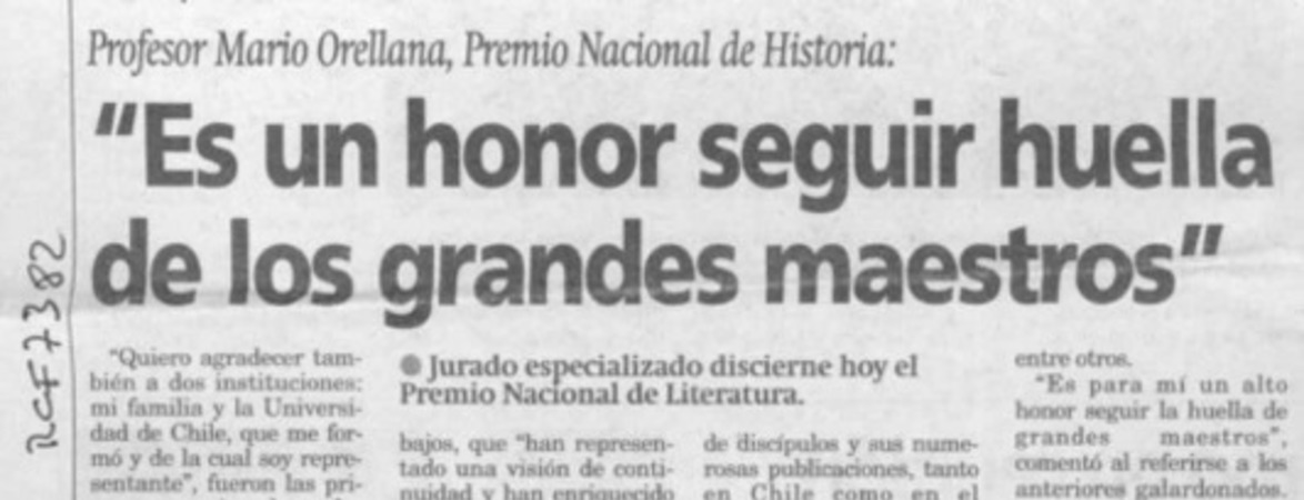 "Es un honor seguir huella de los grandes maestros"  [artículo].