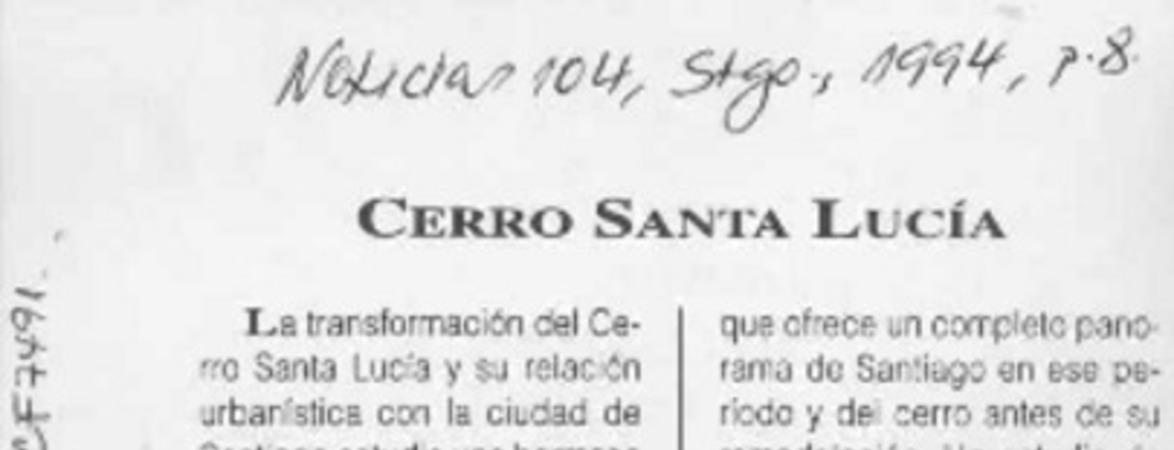 Cerro Santa Lucía  [artículo].