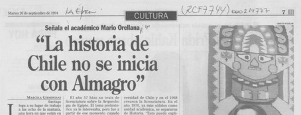 "La historia de Chile no se inicia con Almagro"