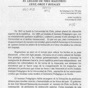 El legado de tres maestros, Lenz, Oroz y Rosales  [artículo] Alba Valencia.