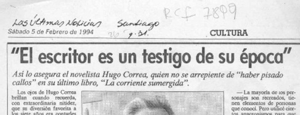 "El escritor es un testigo de su época"  [artículo] Waldo Guzmán.