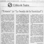 "Extasis" (o "La senda de la santidad")  [artículo] Carola Oyarzún L.