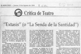 "Extasis" (o "La senda de la santidad")  [artículo] Carola Oyarzún L.