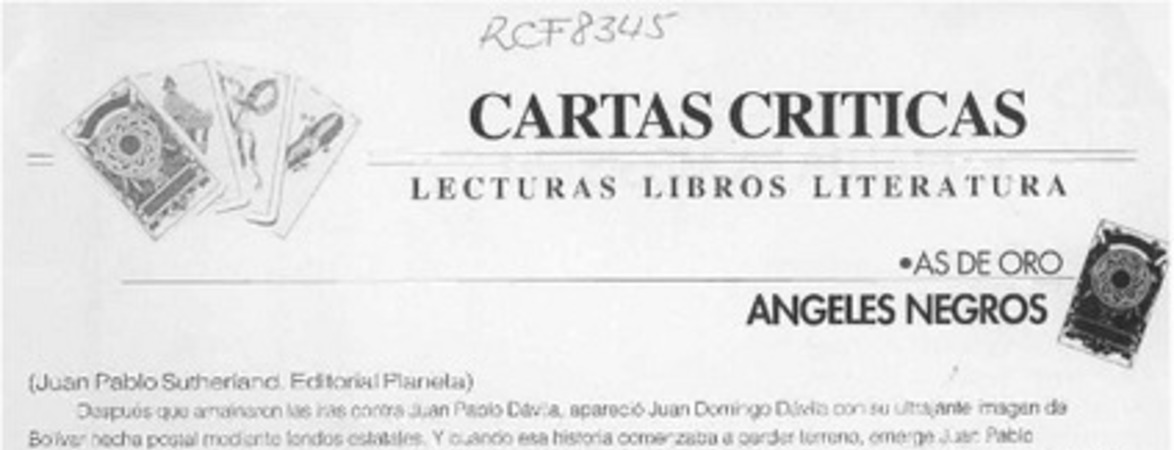 Angeles negros  [artículo] Camilo Marks.