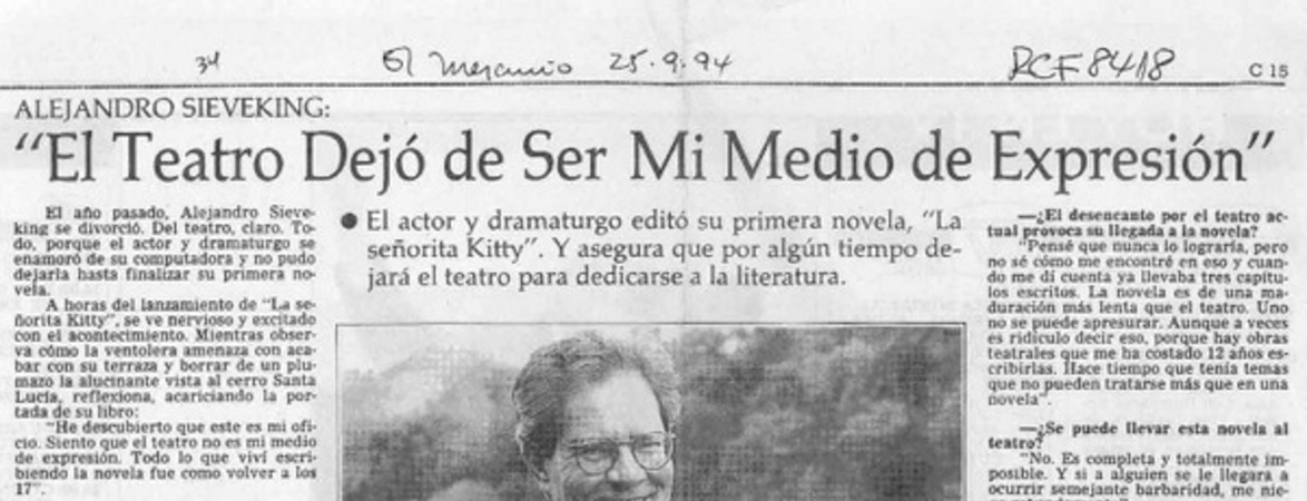 "El teatro dejó de ser mi medio de expresión"  [artículo] Pilar Segovia Isasi.