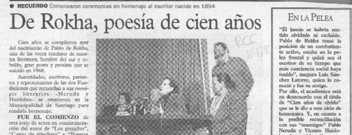 De Rokha, poesía de cien años