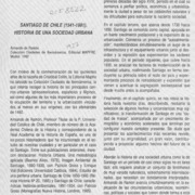 Santiago de Chile (1541-1991), historia de una sociedad urbana  [artículo] Patricio Gross.