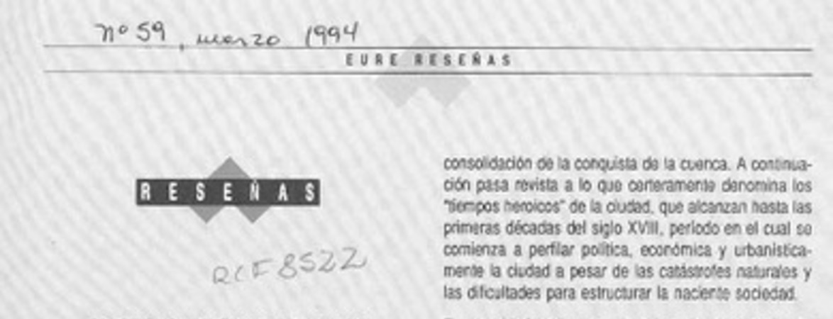 Santiago de Chile (1541-1991), historia de una sociedad urbana  [artículo] Patricio Gross.