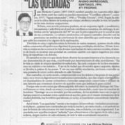 Las quedadas  [artículo] Milton Aguilar.