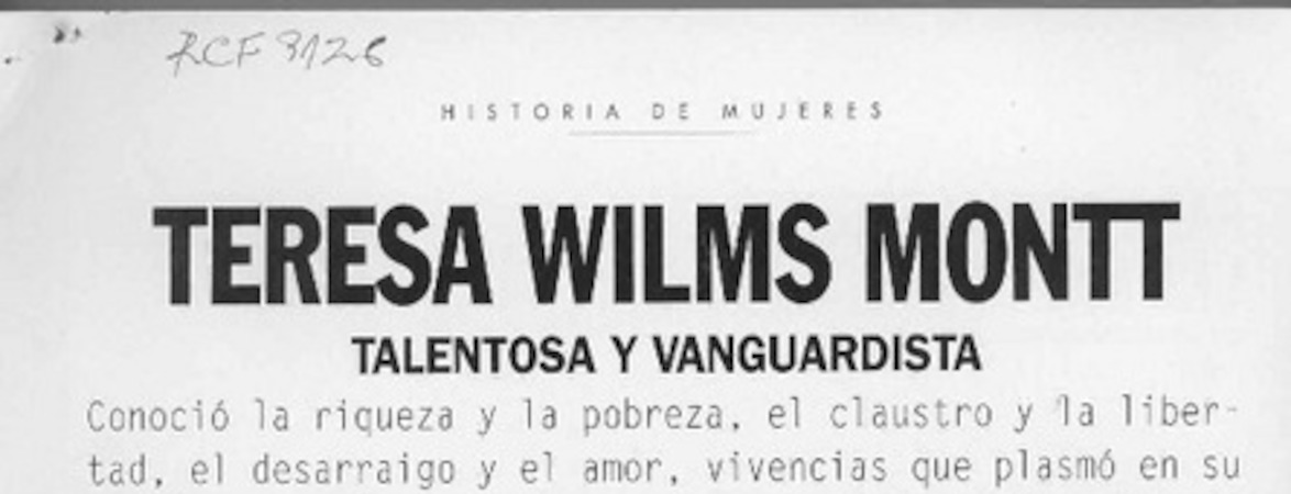 Teresa Wilms Montt  [artículo] Paula Avilés.