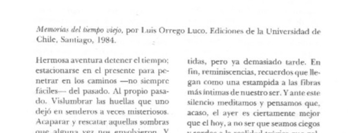"Memorias del tiempo viejo"