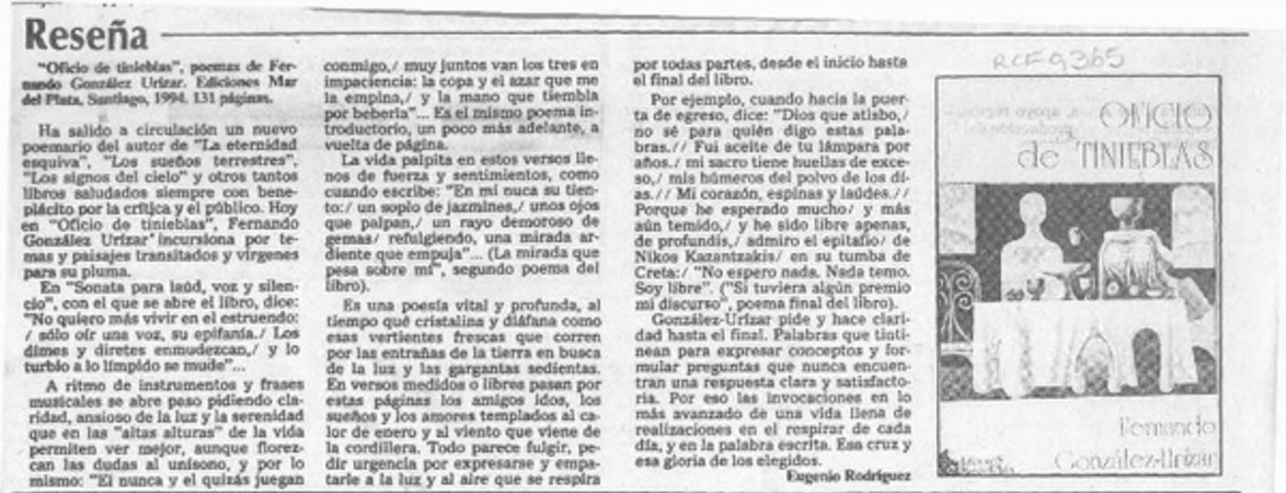 Reseña  [artículo] Eugenio Rodríguez.