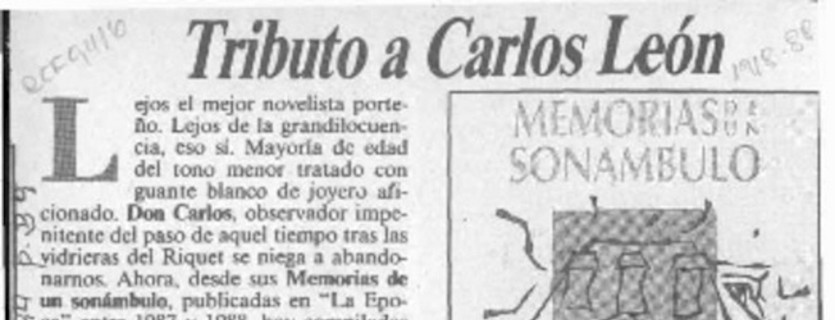 Tributo a Carlos León  [artículo] Marcelo Novoa.