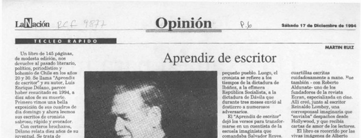 Aprendiz de escritor  [artículo] Martín Ruiz.