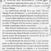 Conferencia sobre vida y obra de Romeo Murga  [artículo].
