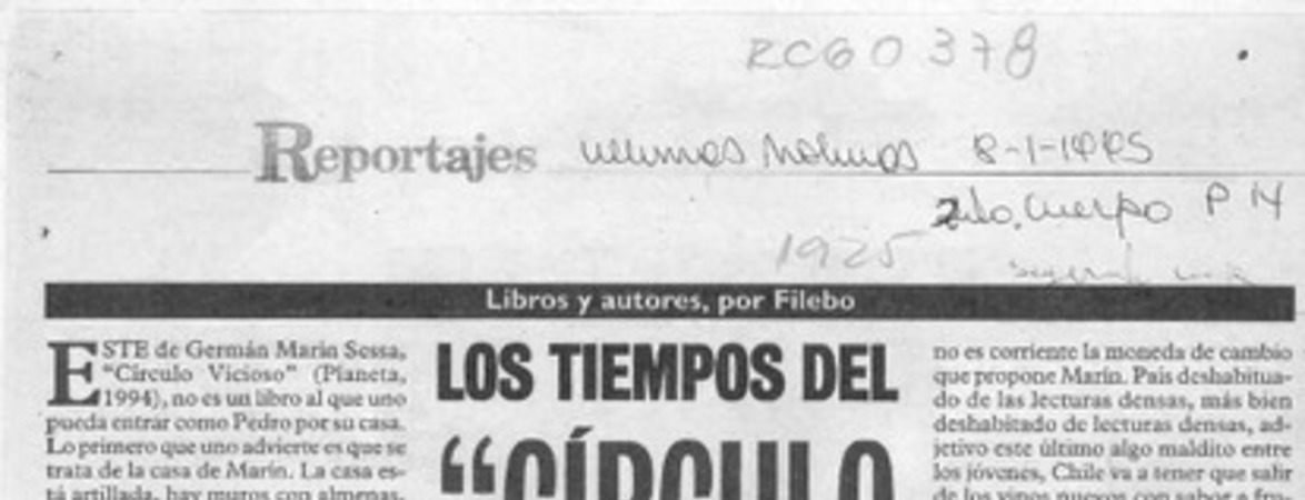 Los tiempos del "Circuito vicioso"  [artículo] Filebo.