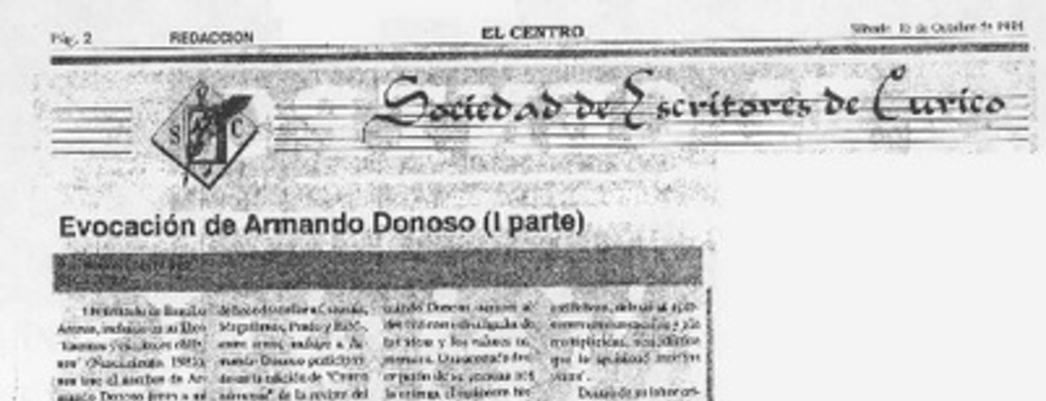 Evocación de Armando Donoso