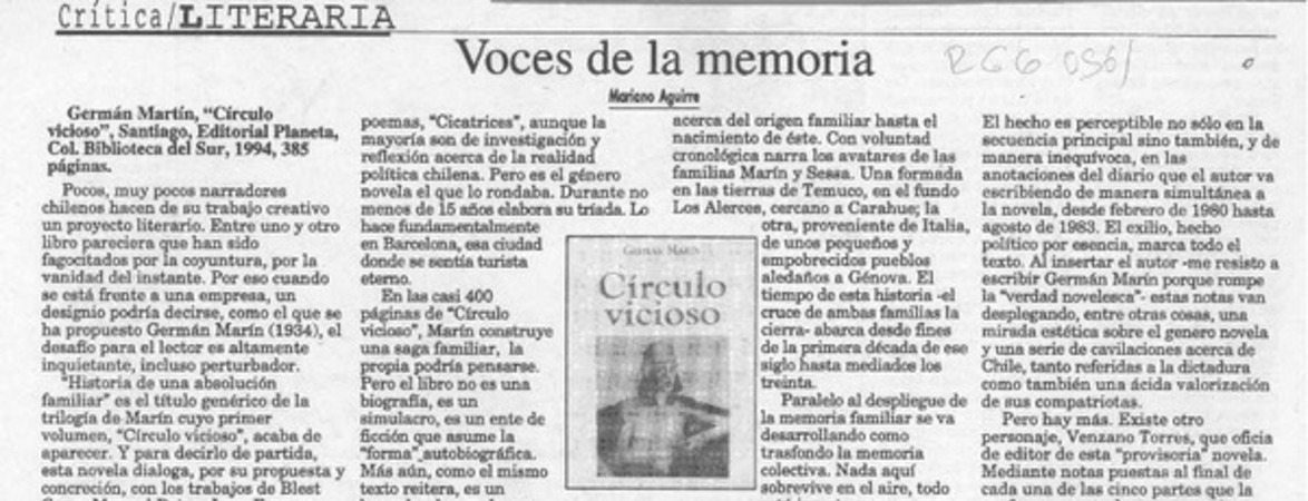 Voces de la memoria  [artículo] Mariano Aguirre.