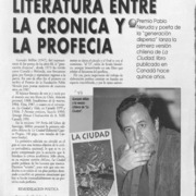 Literatura entre la crónica y la profecía  [artículo] Floridor Pérez.