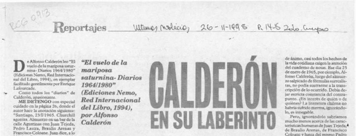 Calderón en su laberinto  [artículo] Luis Sánchez Latorre.