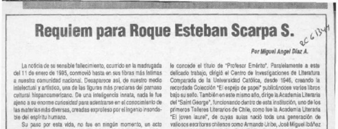 Réquiem para Roque Esteban Scarpa S.  [artículo] Miguel Angel Díaz A.
