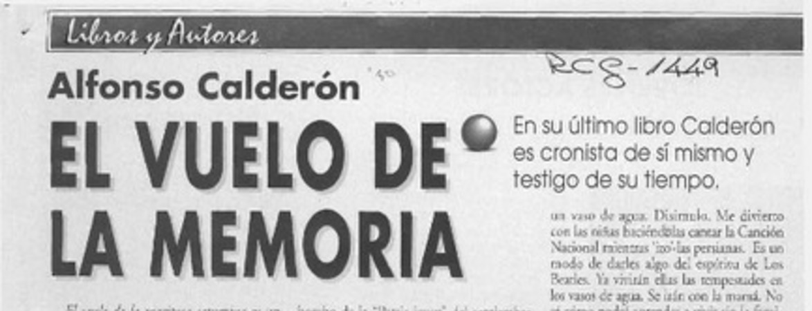 El vuelo de la memoria  [artículo] Floridor Pérez.